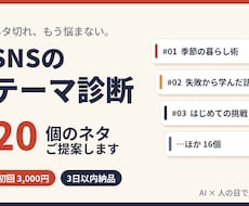 SNSのテーマ診断｜ 20 個のネタ提案します イメージ1
