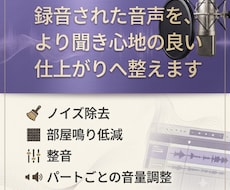 録音された音声を聞き心地の良い仕上がりへ整えます シチュボ・アカペラ・ナレーション等に　修正無制限