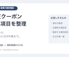 楽天クーポンの確認項目を整理します 1店舗1施策の条件を整理し、次の作業を明確に
