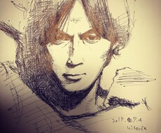 ボールペンでワイルドなタッチの似顔絵描きます SNSのアイコンなどを探している方へ