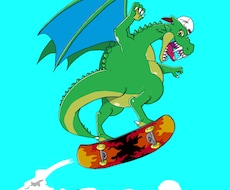 乗り物に乗ってるドラゴンのイラスト出品します アイコンなどで楽しんでみよー!