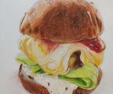 商用利用OK☆彡色鉛筆で食べ物を描きます お店の商品を色鉛筆で描きます☆彡
