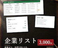 条件ぴったりの企業リストを作成します 300件3,000円。重複確認・出所URL付き