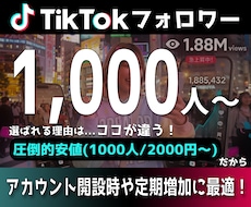 TikTokフォロワー +1,000人増加させます イメージ1