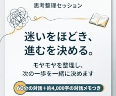 モヤモヤを整理し、次の一手を一緒に決めます 迷いをほどき、進むを決める。約4000文字の対話メモつき