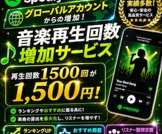 Spotify音楽再生回数1500回増やします イメージ1