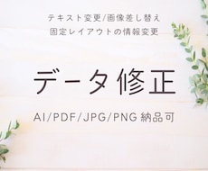 丁寧に原稿データ化(Ai/JPG/PDF)致します 固定レイアウト制作代行、一部分のみ修正、調整もOK