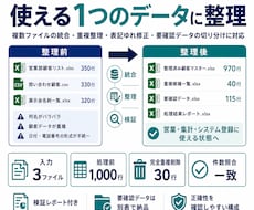 Excel・CSVの統合・整理を代行します イメージ1