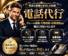 ミドル男性が真心込めて最高品質の電話代行を致します 【秘密厳守】夫役等、クレーム/欠勤/各種連絡に幅広くご対応！