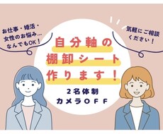 2名体制で本音を整理し自分軸の棚卸しシート作ります 2名のプロと対話するだけで自分軸が明確に！