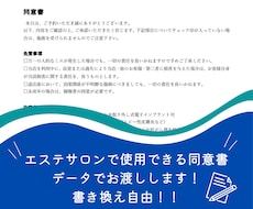 個人エステサロン向けの同意書ご提供します 同意書に免責事項、注意事項が記載されています！