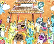 可愛い×鮮やか☆ポップな一枚絵を制作します 商用可/修正対応充実!販売・宣伝に使えるあなただけのイラスト