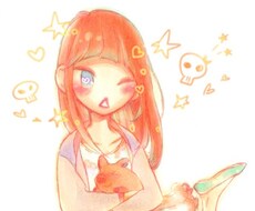 ぷちキャラ全身お描きします mayu!オリジナル ふんわりキラキラ水彩