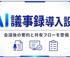 AI議事録導入を設計します 会議後の要約と共有フローを一緒に整備してAI運用まで支援