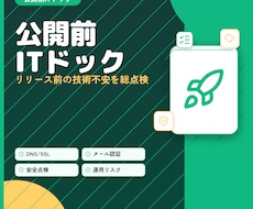 公開前ITドックを実施します Webサイト公開前の技術不安をプロがまとめて点検