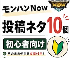 モンハンNow初心者向けSNS投稿ネタ作成します ゲームが好きで、初心者向けの分かりやすいネタ作成が得意です。