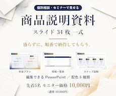 講座・商品の説明資料スライド34枚作ります 盛らずに順番で納得してもらう資料をお作りします