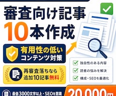 アドセンス審査向けの記事10本を作成します 有用性の低いコンテンツ対策。再審査落ちなら10記事追加無料