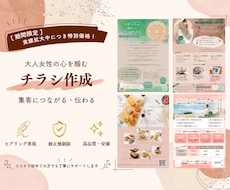 女性向けデザイン　チラシ・フライヤー作成します 実績づくりのためモニター価格でデザイン作成します！