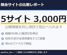 競合サイト5つの比較レポートを作ります イメージ1