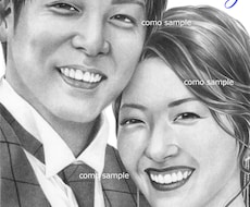 A3サイズ鉛筆画似顔絵のウェルカムボード作成します ハイクオリティなデッサン画にお洒落な文字メッセージデザイン♪