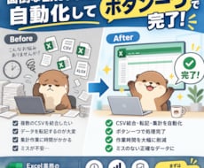面倒なExcel作業、ボタン一つで自動化します イメージ1