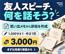 結婚式の友人スピーチ原稿を作成します 思い出メモから1,000字まで｜修正１回付き