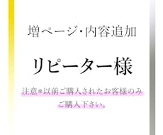リピーター様専用サイトの変更・追加・増ページします 以前作成したデータの部分変更や増ページ専用サービスです。