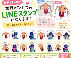 お子さんのお絵かきをLINEスタンプにします 思い出を形に。お絵かきを写メで送るだけで申請まで全ておまかせ