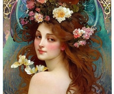 ミュシャ風の華やかで綺麗なイラストを制作します SNSアイコンやブログ画像、挿絵、プレゼント等に 商用利用可