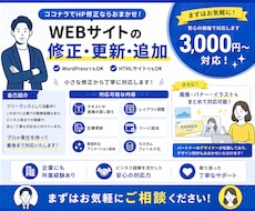 1箇所〜可能！WEBサイトの修正・更新を代行します ホームページのお困りごと、気軽にご相談ください。
