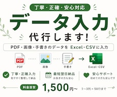PDF・画像・手書きをExcelへ丁寧に入力します イメージ1