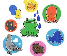可愛い 猫＆動物 ペットのアイコンをデザインします SNS,ブログ,カード,プレゼント,記念日の癒し系イラスト