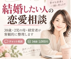 結婚したい人の恋愛相談、ママ経営者が整理します 結婚に向けて遠回りしないための選択肢を一緒に考えます。