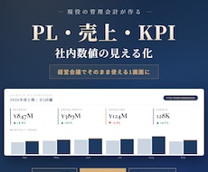 PL・売上KPI等、数値の見える化お手伝いします 現役の管理会計担当が、経営会議で使える画面を作ります