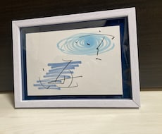 毛筆アート　ポストカードに書いてます 海と空ポストカードサイズの作品です。フレーム付きです。