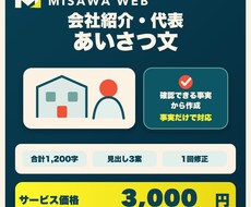 会社紹介と代表あいさつ文を整えます イメージ1