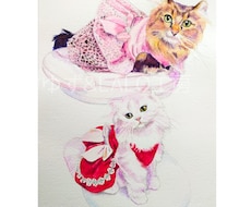 うちの子かわいい似顔絵SMサイズ水彩画描きます イメージ1