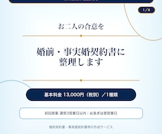 行政書士が将来を守る婚前・事実婚契約書を作成します 基本13,000円｜原案3営業日・1か月修正無制限