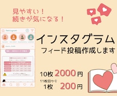 オシャレなインスタグラムの投稿画像を作成します 見やすく、続きが気になるようなインスタのフィード投稿を作成！