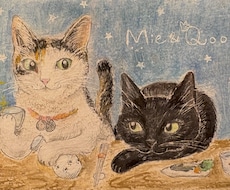 ペットを絵本の1ページのような手描き似顔絵にします イメージ1