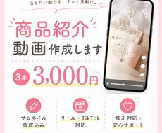 女性向け✨商品紹介ショート動画3本作成します リール、TikTok対応の伝わる動画つくります
