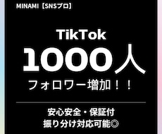 TikTokフォロワー1000人〜増やします TikTokフォロワー宣伝・拡散！増加確実！最安圏！