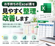 お手持ちのExcel表を見やすく整理・改善します イメージ1