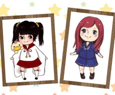 2.3頭身キャラのかわいいイラスト描きます アイコンや挿絵、観賞用にもどうぞ！