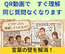 外国人の教育に言葉の壁を超える　QR動画作成します 「伝わらない」を解消！先輩の母国語ナレーションで一発理解へ