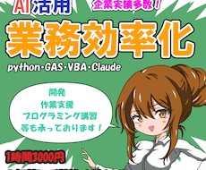 業務効率化・SW開発・ご相談お受けいたします python/GAS/VBA/Claude　開発　調査　支援