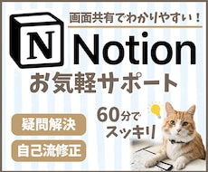 Notionスタート期のお悩み解決いたします 60分画面共有で、基本のキから丁寧にサポート！