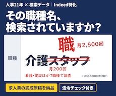 Indeed求人票｜検索される職種名で書き直します 1か月の検索回数を調べて職種名を決めます｜法令チェック付き