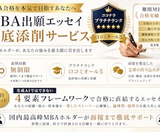 添削回数無制限！国内MBA出願書類の添削をします 短時間&低コストにて！国内最高峰MBAホルダーが一貫して対応